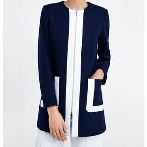 Zara Navy and White Blazer M